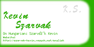 kevin szarvak business card